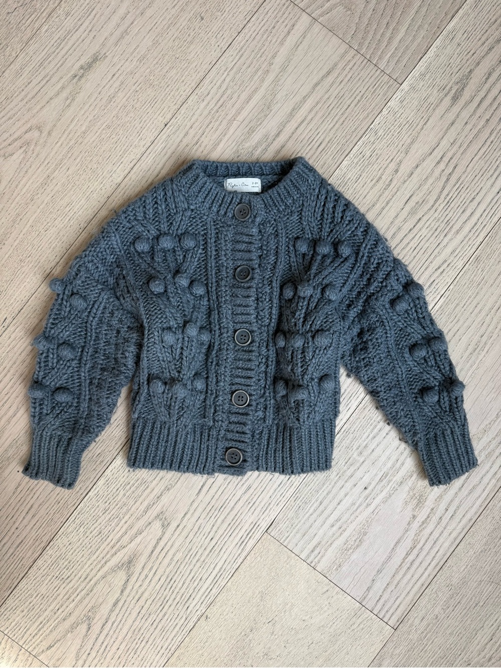 Rylee + Cru Charcoal Knit Bobble Cardigan